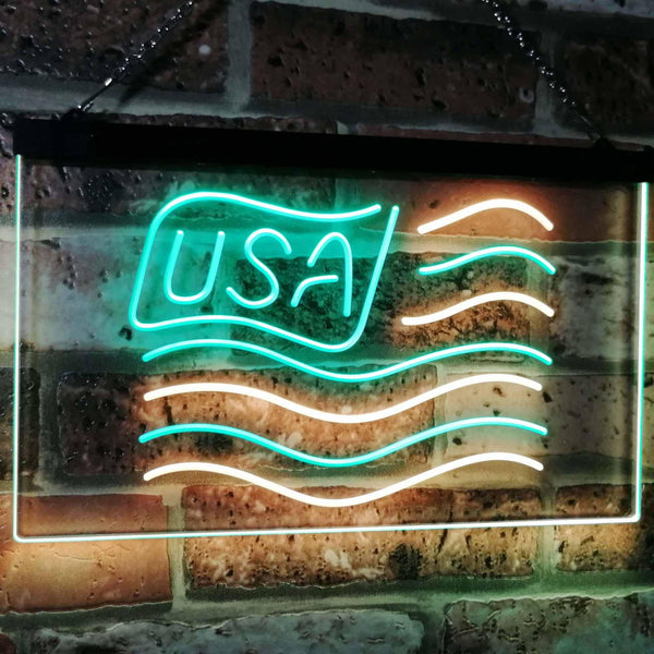 ADVPRO USA Flag Decoration United States of America Bar Beer Pub Club Dual Color LED Neon Sign st6-i3068 - Green & Yellow