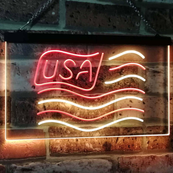 ADVPRO USA Flag Decoration United States of America Bar Beer Pub Club Dual Color LED Neon Sign st6-i3068 - Red & Yellow