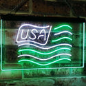 ADVPRO USA Flag Decoration United States of America Bar Beer Pub Club Dual Color LED Neon Sign st6-i3068 - White & Green