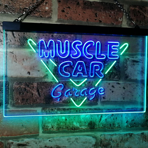 ADVPRO Muscle Car Garage Hot Rod Sport Car Bar Decor Dual Color LED Neon Sign st6-i3070 - Green & Blue