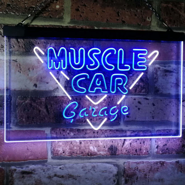 ADVPRO Muscle Car Garage Hot Rod Sport Car Bar Decor Dual Color LED Neon Sign st6-i3070 - White & Blue