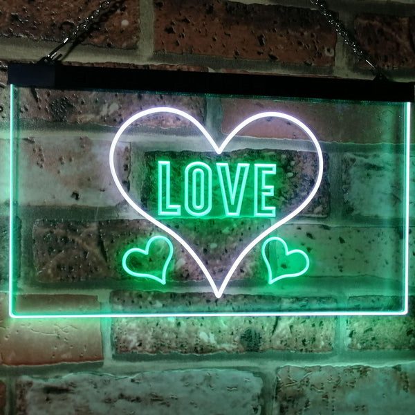 ADVPRO Love Night Light for Bedroom Wall Decor Dual Color LED Neon Sign st6-i3073 - White & Green