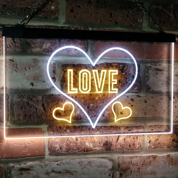 ADVPRO Love Night Light for Bedroom Wall Decor Dual Color LED Neon Sign st6-i3073 - White & Yellow