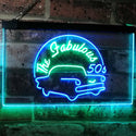 ADVPRO The Fabulous 50s American Muscle Car Man Cave Bar Decoration Dual Color LED Neon Sign st6-i3074 - Green & Blue
