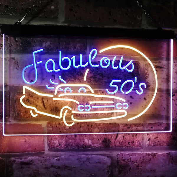 ADVPRO The Fabulous 50s Sport Car Man Cave Bar Display Dual Color LED Neon Sign st6-i3075 - Blue & Yellow