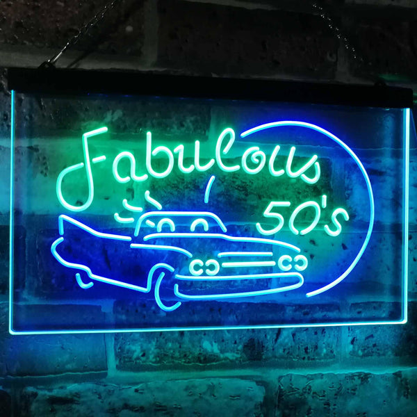 ADVPRO The Fabulous 50s Sport Car Man Cave Bar Display Dual Color LED Neon Sign st6-i3075 - Green & Blue