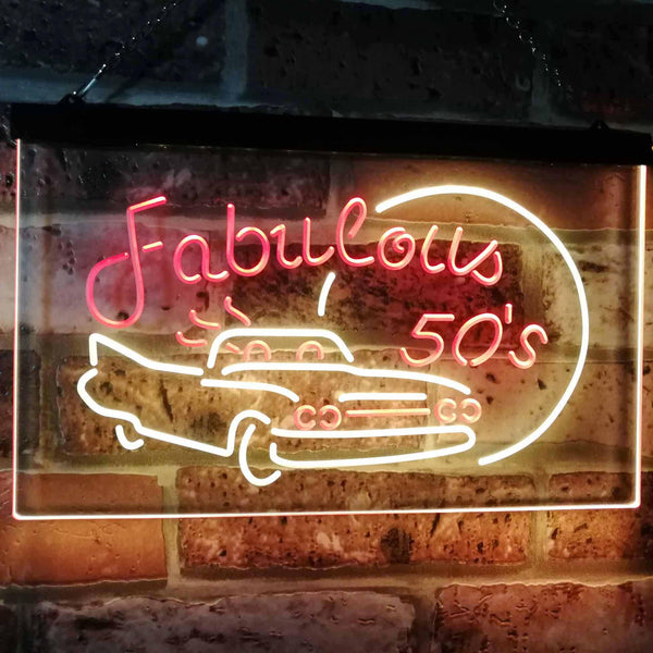 ADVPRO The Fabulous 50s Sport Car Man Cave Bar Display Dual Color LED Neon Sign st6-i3075 - Red & Yellow