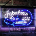 ADVPRO The Fabulous 50s Sport Car Man Cave Bar Display Dual Color LED Neon Sign st6-i3075 - White & Blue