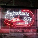 ADVPRO The Fabulous 50s Sport Car Man Cave Bar Display Dual Color LED Neon Sign st6-i3075 - White & Red