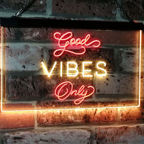 ADVPRO Good Vibes Only Home Bar Disco Room Display Dual Color LED Neon Sign st6-i3076 - Red & Yellow