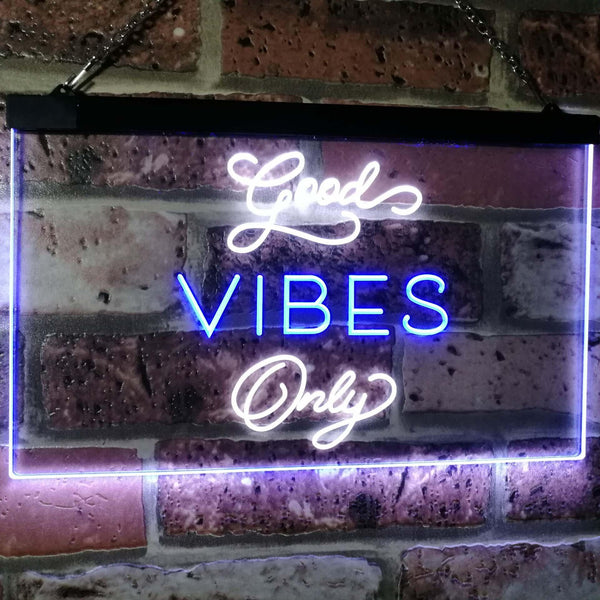 ADVPRO Good Vibes Only Home Bar Disco Room Display Dual Color LED Neon Sign st6-i3076 - White & Blue