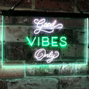 ADVPRO Good Vibes Only Home Bar Disco Room Display Dual Color LED Neon Sign st6-i3076 - White & Green