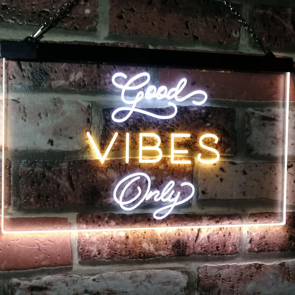 ADVPRO Good Vibes Only Home Bar Disco Room Display Dual Color LED Neon Sign st6-i3076 - White & Yellow