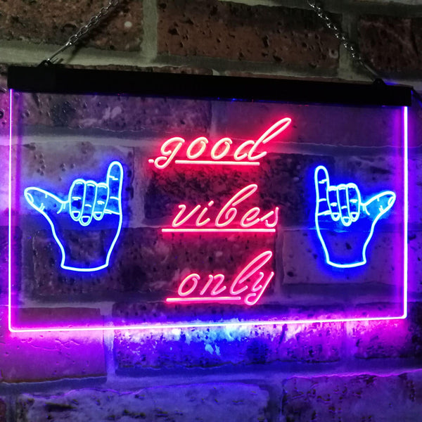 ADVPRO Good Vibes Only Hands Party Dance Disco Decoration Dual Color LED Neon Sign st6-i3077 - Blue & Red