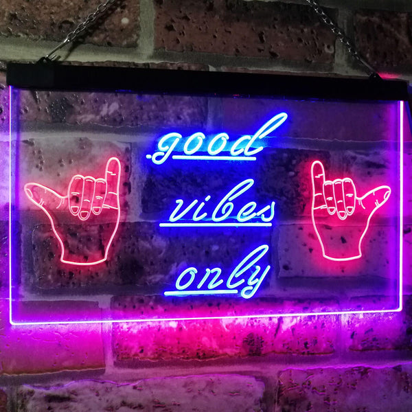 ADVPRO Good Vibes Only Hands Party Dance Disco Decoration Dual Color LED Neon Sign st6-i3077 - Red & Blue