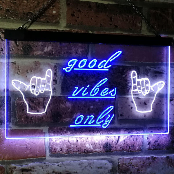 ADVPRO Good Vibes Only Hands Party Dance Disco Decoration Dual Color LED Neon Sign st6-i3077 - White & Blue