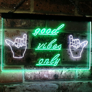ADVPRO Good Vibes Only Hands Party Dance Disco Decoration Dual Color LED Neon Sign st6-i3077 - White & Green