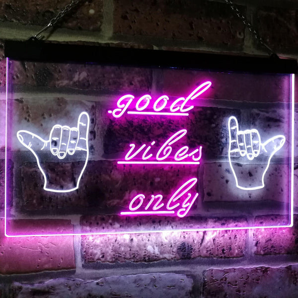 ADVPRO Good Vibes Only Hands Party Dance Disco Decoration Dual Color LED Neon Sign st6-i3077 - White & Purple