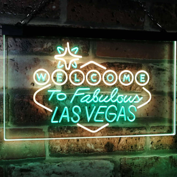 ADVPRO Welcome to Las Vegas Casino Beer Bar Display Dual Color LED Neon Sign st6-i3078 - Green & Yellow