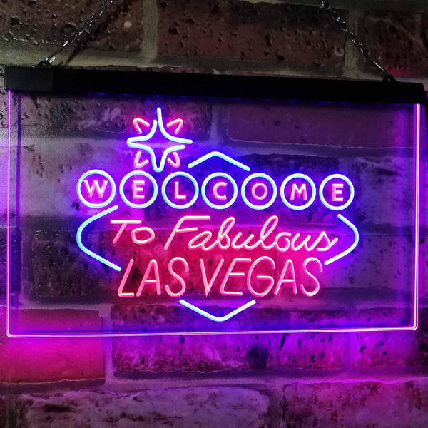 ADVPRO Welcome to Las Vegas Casino Beer Bar Display Dual Color LED Neon Sign st6-i3078 - Red & Blue