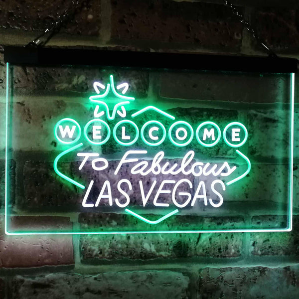 ADVPRO Welcome to Las Vegas Casino Beer Bar Display Dual Color LED Neon Sign st6-i3078 - White & Green