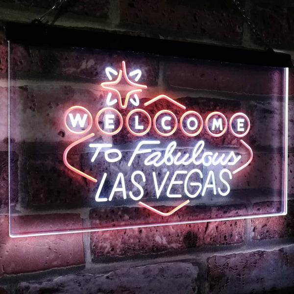 ADVPRO Welcome to Las Vegas Casino Beer Bar Display Dual Color LED Neon Sign st6-i3078 - White & Orange
