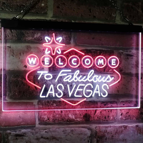ADVPRO Welcome to Las Vegas Casino Beer Bar Display Dual Color LED Neon Sign st6-i3078 - White & Red