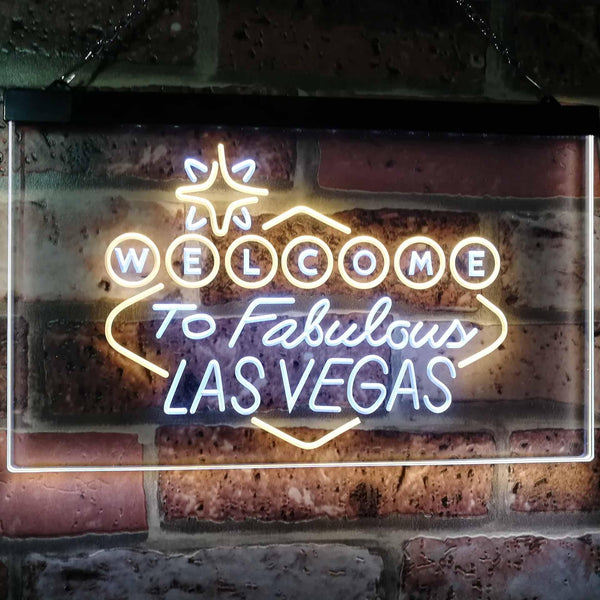 ADVPRO Welcome to Las Vegas Casino Beer Bar Display Dual Color LED Neon Sign st6-i3078 - White & Yellow