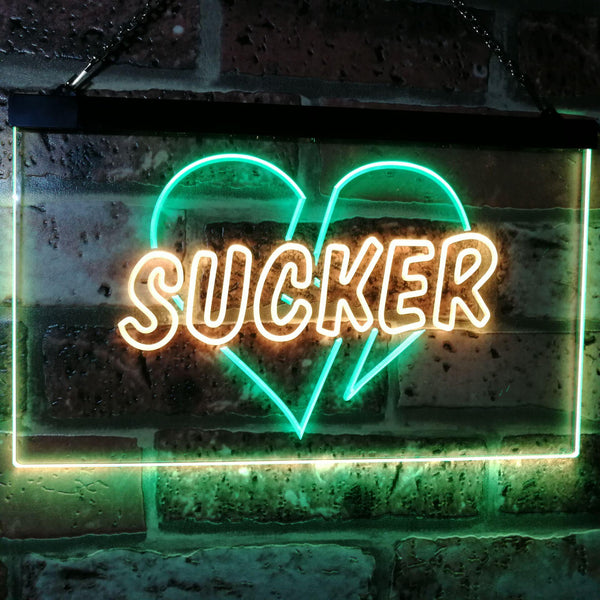 ADVPRO Sucker Heart Bar Beer Pub Room Display Dual Color LED Neon Sign st6-i3079 - Green & Yellow