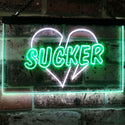 ADVPRO Sucker Heart Bar Beer Pub Room Display Dual Color LED Neon Sign st6-i3079 - White & Green