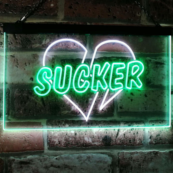 ADVPRO Sucker Heart Bar Beer Pub Room Display Dual Color LED Neon Sign st6-i3079 - White & Green