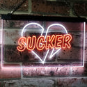 ADVPRO Sucker Heart Bar Beer Pub Room Display Dual Color LED Neon Sign st6-i3079 - White & Orange