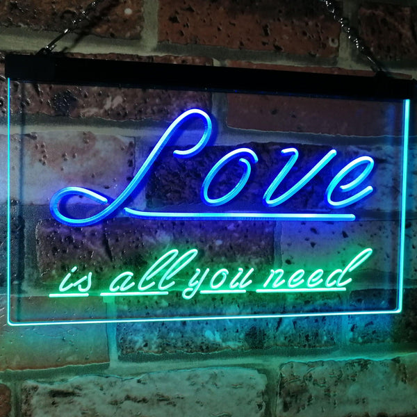 ADVPRO Love is All You Need Bedroom Decor Gift Dual Color LED Neon Sign st6-i3080 - Green & Blue