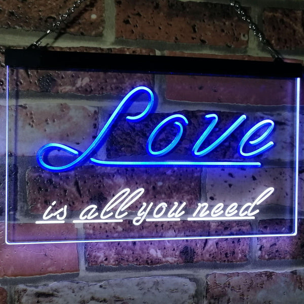 ADVPRO Love is All You Need Bedroom Decor Gift Dual Color LED Neon Sign st6-i3080 - White & Blue