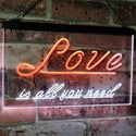 ADVPRO Love is All You Need Bedroom Decor Gift Dual Color LED Neon Sign st6-i3080 - White & Orange