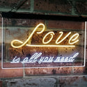 ADVPRO Love is All You Need Bedroom Decor Gift Dual Color LED Neon Sign st6-i3080 - White & Yellow