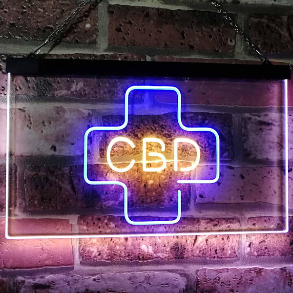 ADVPRO CBD Sold Here Medical Cross Indoor Dual Color LED Neon Sign st6-i3083 - Blue & Yellow
