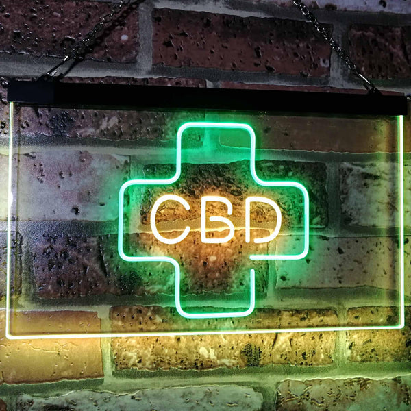 ADVPRO CBD Sold Here Medical Cross Indoor Dual Color LED Neon Sign st6-i3083 - Green & Yellow