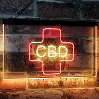 ADVPRO CBD Sold Here Medical Cross Indoor Dual Color LED Neon Sign st6-i3083 - Red & Yellow