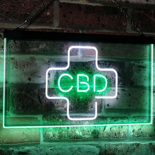 ADVPRO CBD Sold Here Medical Cross Indoor Dual Color LED Neon Sign st6-i3083 - White & Green