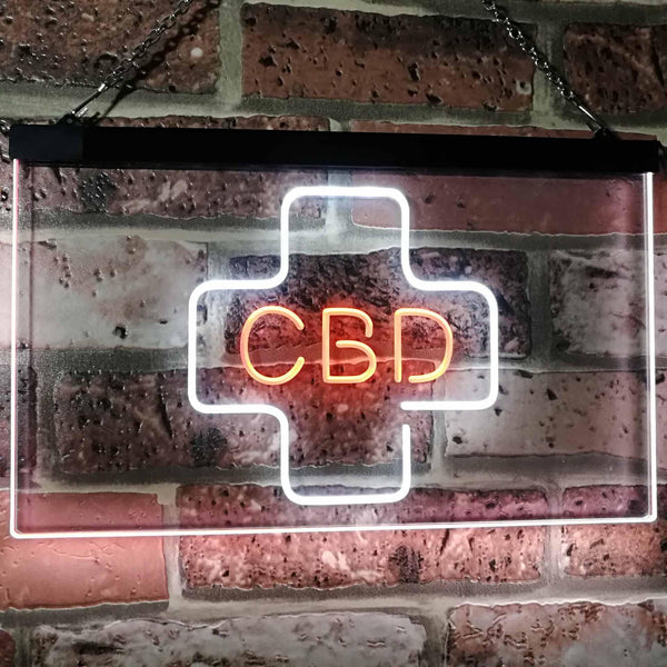 ADVPRO CBD Sold Here Medical Cross Indoor Dual Color LED Neon Sign st6-i3083 - White & Orange