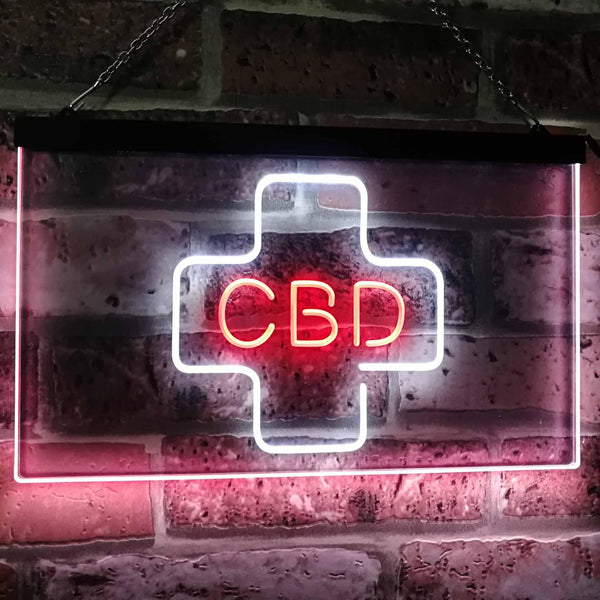 ADVPRO CBD Sold Here Medical Cross Indoor Dual Color LED Neon Sign st6-i3083 - White & Red