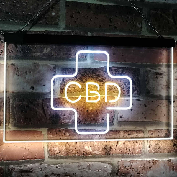 ADVPRO CBD Sold Here Medical Cross Indoor Dual Color LED Neon Sign st6-i3083 - White & Yellow