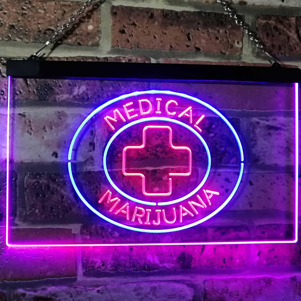 ADVPRO Medical Marijuana Cross Sold Here Indoor Display Dual Color LED Neon Sign st6-i3084 - Blue & Red