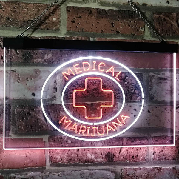 ADVPRO Medical Marijuana Cross Sold Here Indoor Display Dual Color LED Neon Sign st6-i3084 - White & Orange