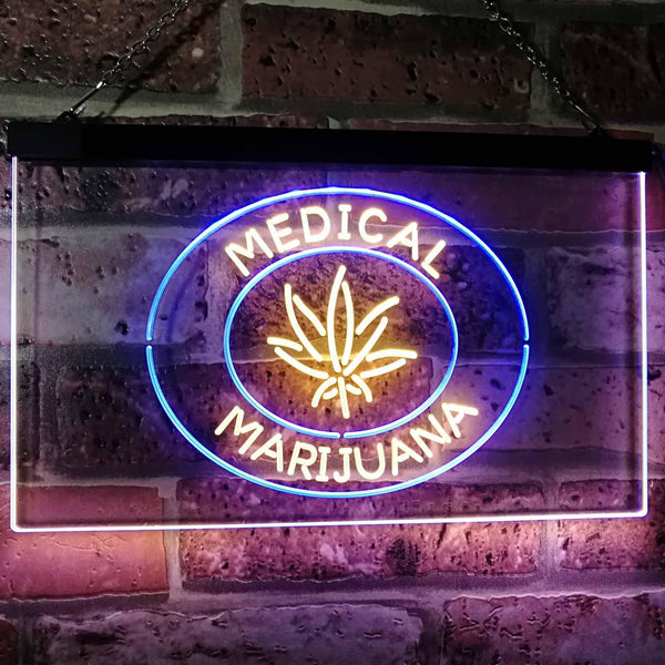 ADVPRO Medical Marijuana Hemp Leaf Sold Here Indoor Display Dual Color LED Neon Sign st6-i3085 - Blue & Yellow