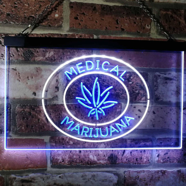 ADVPRO Medical Marijuana Hemp Leaf Sold Here Indoor Display Dual Color LED Neon Sign st6-i3085 - White & Blue