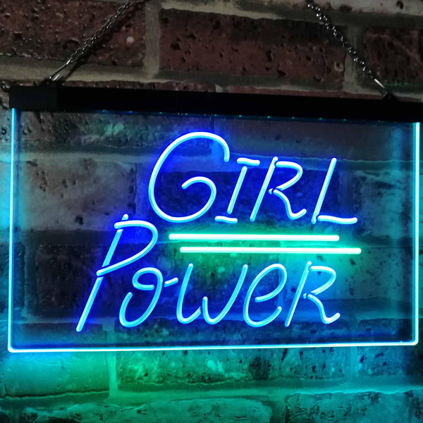 ADVPRO Girl Power Room Decoration Club Cave Dual Color LED Neon Sign st6-i3087 - Green & Blue