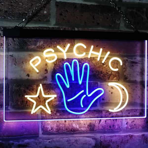 ADVPRO Psychic Reader Star Moon Boutique Bedroom Decor Dual Color LED Neon Sign st6-i3088 - Blue & Yellow