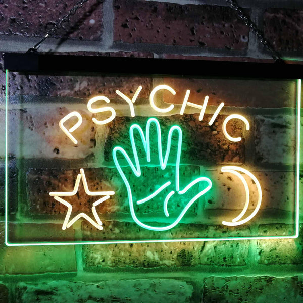 ADVPRO Psychic Reader Star Moon Boutique Bedroom Decor Dual Color LED Neon Sign st6-i3088 - Green & Yellow